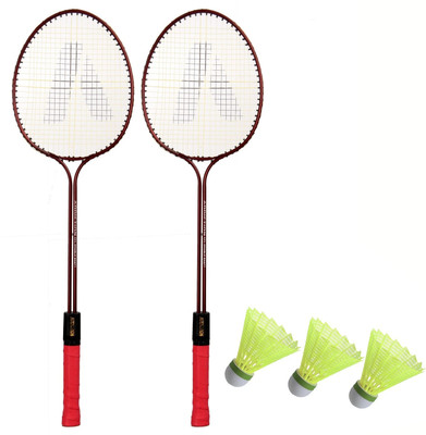 FYZIKPRO Double Shaft Badminton Racket Combo Kit Set Of 2 Racquet With 3 Pcs Shuttlecock Badminton Kit