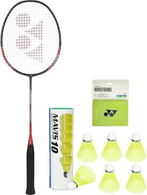 YONEX Combo of 3, 1 Nanoflare Speed 7 Badminton Racket, 1 Shuttle Box, 1 Wrist Band Badminton Kit