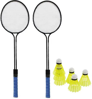 krishna sports 2 Double Shaft Racquet with 6 pc Nylon Shuttle Badminton Kit