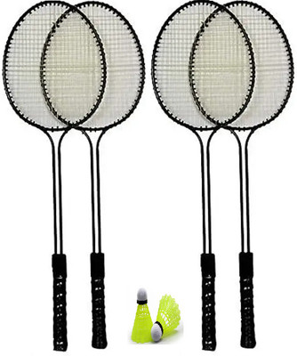 Monika Sports 4 PC Badminton set & 2 Nylon Shuttle cock Free Badminton Kit