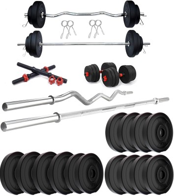 STARX 50 kg PVC weight with 3ft Curl Rod, 3ft Straight Rod and Home Gym Combo