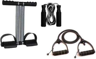 Fitfun HOME GYM PRODUCT OF DOUBLE SPRING TUMMY TRIMMER, SKIPPING ROPE AND TONING TUBE Fitness Accessory Kit Kit