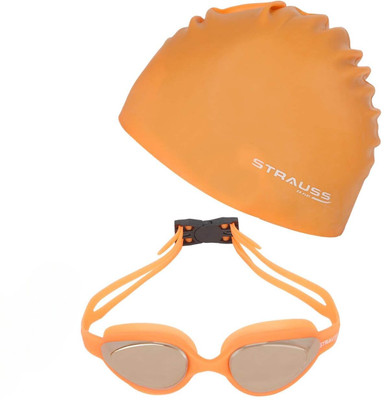 Strauss Swimming Set (Silicone cap | Swimming Goggle| Earplugs |Noseplug ) Swimming Kit