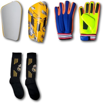 Sterling Football Combo for Young Stars: Shin Guard, Socks,Goalkeeper Gloves (Ages 8-12) Football Kit