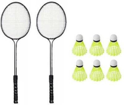 ANC 2 Double Shaft Racquet with 6 pc Nylon Shuttle Badminton Kit Badminton Kit