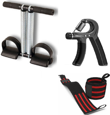 Dr Pacvu Set 3|Gun Hand Gripper1 Wrist Support Arm Band,Double Tummy Trimmer for Exercise Fitness Accessory Kit Kit