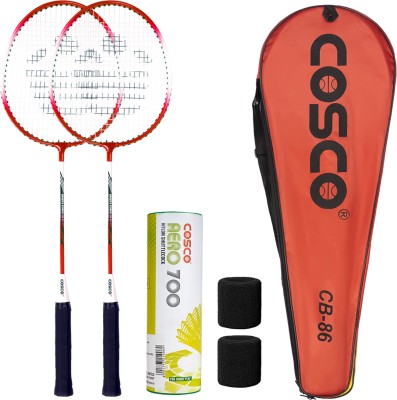 COSCO cb-86, 2 racquet, aluminium frame, racket combo set, 6 piece nylon shuttle, band Badminton Kit