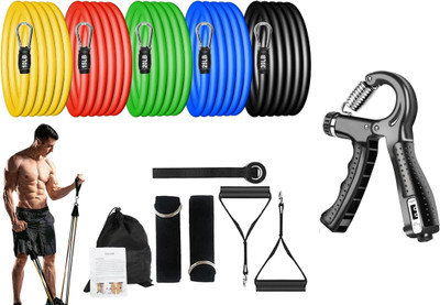 QUICK FIT Dynamic Fitness Combo Of Countable Hand Gripper & Resistance Bands Set Fitness Accessory Kit Kit
