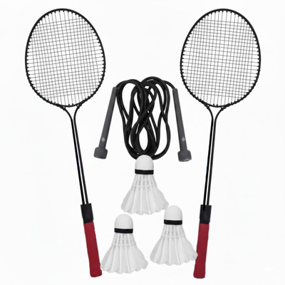 VELLFIRE Double shaft Badminton with 3 feather shuttles and 1 ropes Badminton Kit