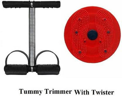 Fitfun HOME GYM WORKOUT KIT OF SINGLE SPRING TUMMY TRIMMER WITH AB WHEEL Fitness Accessory Kit Kit