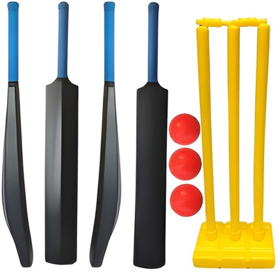 kickmixsports Cricket Combo Set Pvc Plastic Bat With Plastic Wicket Set And 3pc Wind Ball Cricket Kit
