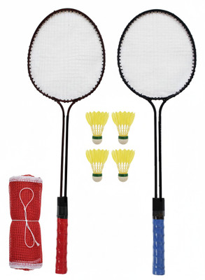 VELLFIRE Double shaft Badminton set with 4 pvc shuttles and 1 net Badminton Kit