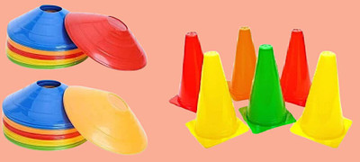 craze kick Cone Space Marker 6 Inch Cones Pack 12, 40 Space Markers Combo, (Multicolour) Cricket Kit