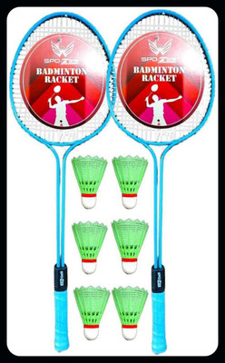 SPO Zone Badminton Racket SET Of 2 Piece With 6 Piece Plastic Shuttles COMBO-6 Badminton Kit