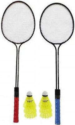 Trego 2 PC Double Shaft Racket with 6 Nylon shuttle cock free Badminton Kit