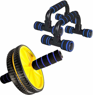 GJSHOP General ab exerciser workout ab wheel with plastic pushup bar home, gym fitness combo kit Fitness Accessory Kit Kit