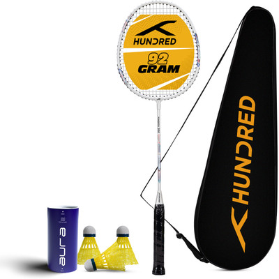 Hundred Powertek 200 with Full Cover & 3pc Aura Nylon Shuttlecocks Badminton Kit