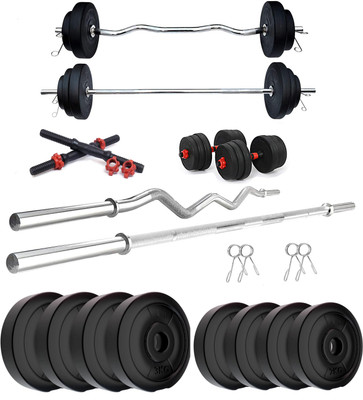 STARX 20 kg PVC GYM KIT WITH 3FT CURL, 3FT STRAIGHT ROD AND Home Gym Combo