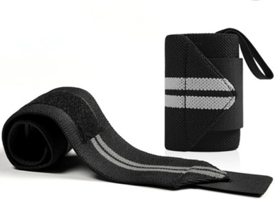 COOL INDIANS Wrist Support Band/Wraps with Thumb Loop for Gym Weight Lifting & Workout Wrist Support(Grey, Black)