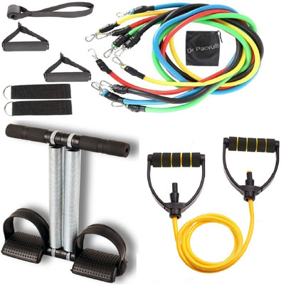 Dr Pacvu Set3|Toning Tube & Double Tummy Trimmer,Plastic Gripper Body Stretching,Exercise Fitness Accessory Kit Kit