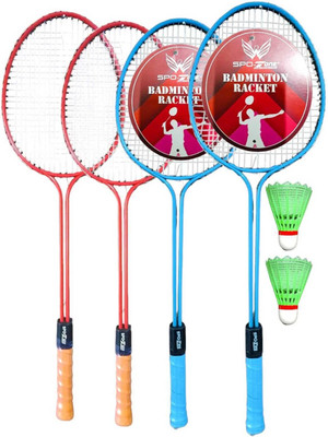 SPO Zone Best_ Badminton Racket 4 Piece With 2 Shuttle Plastic Badminton Kit