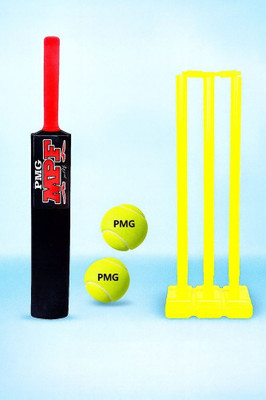 PMG Cricket Bat for Kids 5-7 Years – Plastic Bat, Wickets set, 2 Balls Cricket Kit