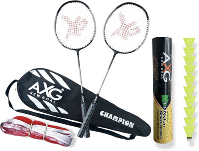 AXG NEW GOAL Isometric Champion Implacable Wide Body with 10 Plastic Shuttles, Net & Cover Badminton Kit