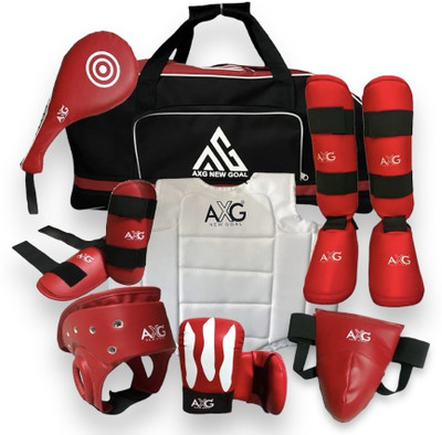 AXG NEW GOAL Durable and Stylish Karate Kit (8 Items) Small For Age 6 to 10yrs Boxing Kit