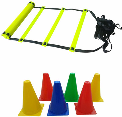 AS Agility Ladder (4M 10 Rungs) & 12 Marker Cones (6 Inch) Track and Field Practice Football Kit