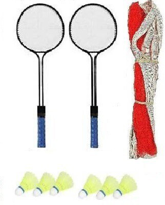 STYRKR Badminton Set Of 2 Piece Racquet with 6 Piece Plastic Shuttle Cock new Badminton Kit