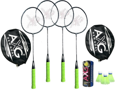 AXG NEW GOAL Scratch resistant A-2000 Badminton Racquets set Of 4 with 3 Plastic Shuttles Badminton Kit