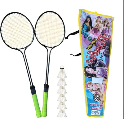 kickmixsports Badminton Raquet Set of 2pcs with 6pcs Feather Shuttles Badminton Kit