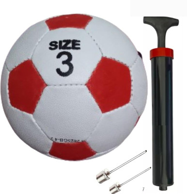 DESCTIDY PVC Size-3 Football Red-White, Pump with Needle Best for Kids Football Kit