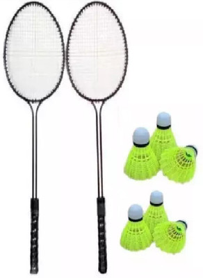 STYRKR 2 PC Badminton Set With 6 Pc Nylon Shuttle Cock Badminton Kit