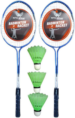 SPO Zone POWER Steel Lightweight Badminton Racquet 2 PCS with 3 Pc Shuttlecocks Badminton Kit
