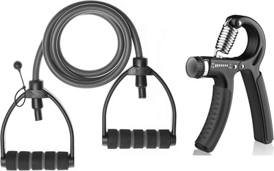 Fitnesstricks Toning Tube with Hand Gripper for Home Workout Gym Combo Set Fitness Accessory Kit Kit