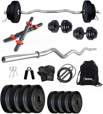 STARX 10 kg PVC 10KG GYM EQUIPMENTS WITH 3FT ROD & ACCESSRIES Home Gym Combo