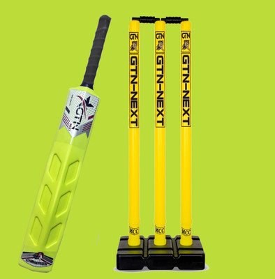 GTN Next Plastic Kit AK-47 Bat Cricket Stumps Full Size 8 Fiber Bat All Age Groups Cricket Kit