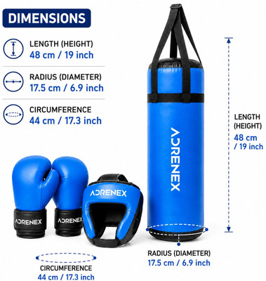 Adrenex Junior Boxing Kit Bag, Gloves & Head Guard for Kids Home Training Boxing Kit