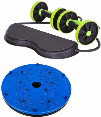 VACULACE Ab Care Revolex Xtreme Multifunction Pull Rope Wheeled Health Abdominal Muscle Training with Tummy Twister Useful for Figure Tone-up Weight Reduction, Pyramids for Men & Women Fitness Accessory Kit Kit