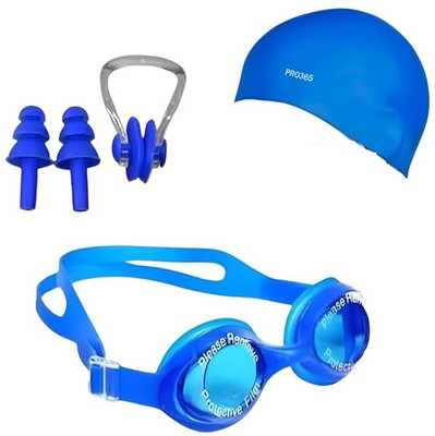 PRO365 Anti Fog Goggles| Silicon Cap| Earplugs With Nose Clip Swimming Kit