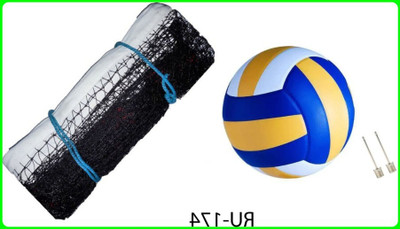 zxxxt md_Kit_Premium Quality Volleyball With 2 Needle and Net Nylon DP-174 Volleyball Kit