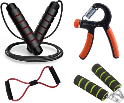 Fitnesstricks Combo of Skipping Rope, Hand Gripper, Resistance Tube and Foam Hand Gripper Fitness Accessory Kit Kit