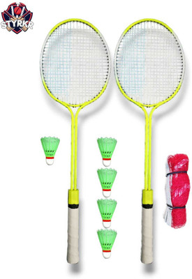 STYRKR Flex Combo-6 (2 Badminton Rackets, 4 Plastic Shuttlecock, 1 Badminton Net Nylon) Badminton Kit