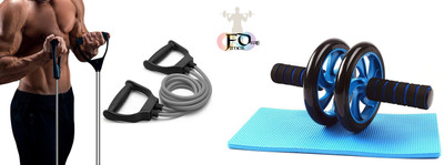 Fitfun Ab Wheel Roller for Abdominal & Core Workout & Double Toning Tube with D Handle Fitness Accessory Kit Kit