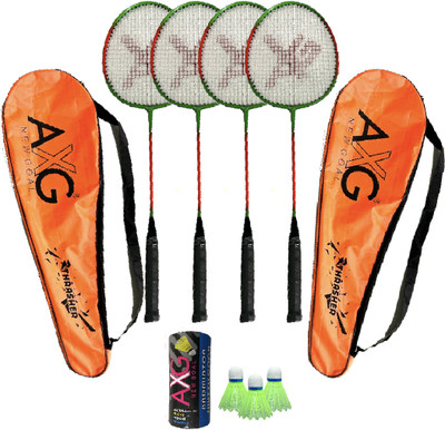 AXG NEW GOAL Classic Thrasher Racquets Set of 4 with 3 Plastic shuttles Badminton Kit