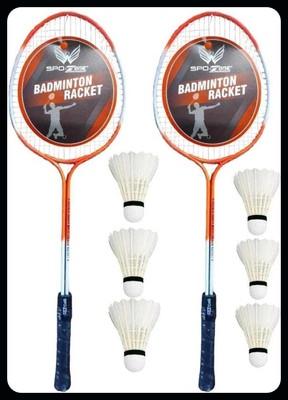 SPO Zone Badminton Kit Set Of 2 Piece With 6 Piece Shuttles-47 Badminton Kit