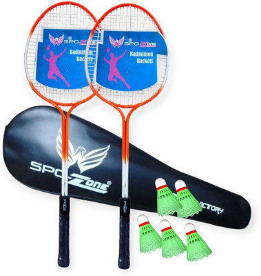 SPO Zone Lester Badminton Racket Kit Set Of 2 WITH Shuttlecock Badminton Kit