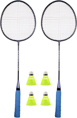 MINIBLITZ Badminton kit Set Of 2 Piece Racquet with 4 Piece Plastic ShuttleCock Badminton Kit