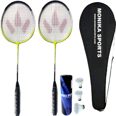STYRKR 2000 Combo 2 Pc Single shaft Racquet With 3 Feather Shuttle & Cover Badminton Kit